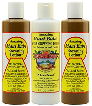 Maui Babe Tanning Pack (2 Browning Lotions 8 oz, 1 After Browning Lotion 8 oz)