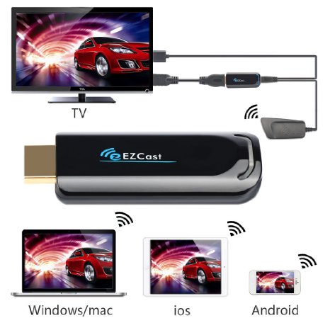 The Most Powerful Streaming Stick with the Most Advanced Technology! 5GHz Wireless HDMI Streaming Media Player WiFi Display Dongle Share Videos Images Docs Live Camera Musics from All Smart Devices to TV, Monitor or Projector
