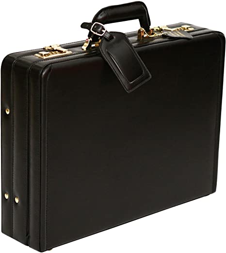 Luxury Leather Executive Case Attache Briefcase Expandable Hard Business Bag