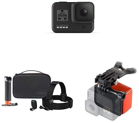 GoPro Hero8 Black Camera Bundle with Adventure Kit (Floating Handle, Casey, Headstrap, Quickclip) and Bite Mount   Floaty
