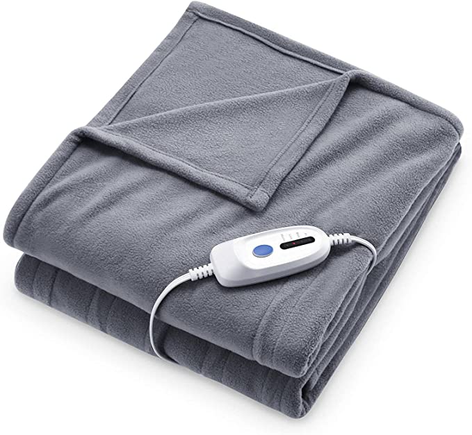 Electric Heated Blanket Full Size 77'' x 84'' Heated Throw for Whole Body Warming & Extra Large Size, 4 Heating Levels and 10H Auto-Off with Overheating Protection - Grey