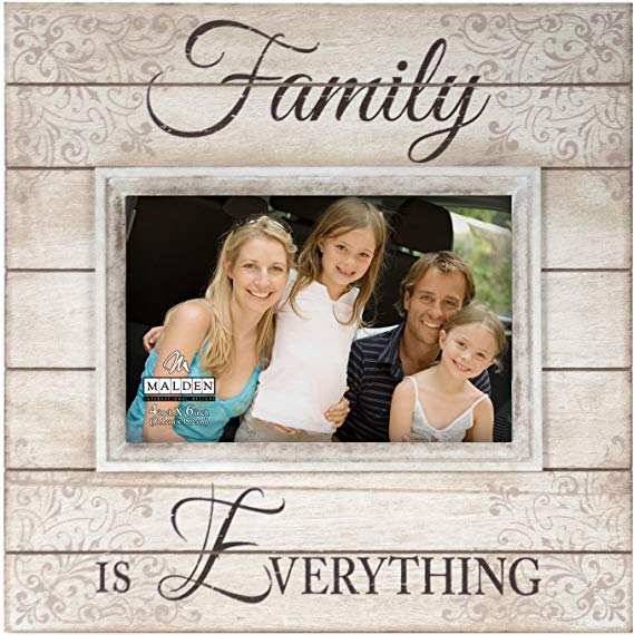 Malden International Designs Sun Washed Words Family Distressed Cream Picture Frame, 4x6, Cream