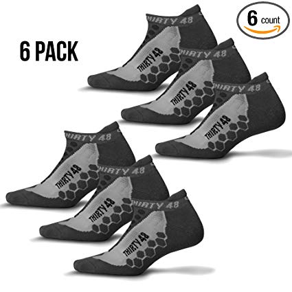 Thirty 48 Running Socks for Men and Women by Features CoolMax Fabric That Keeps Feet Cool & Dry - 1 Pair, 3 Pair, or 6 Pair