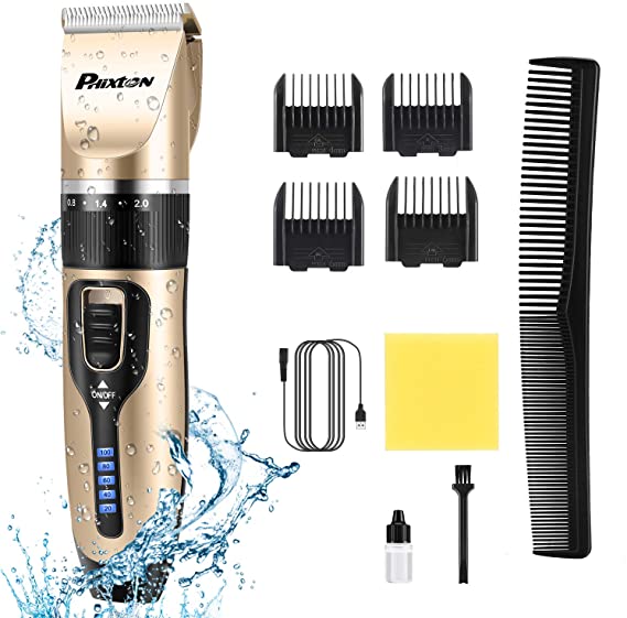 Hair Clippers for Men Cordless Beard Trimmer Professional Head Hair Cutting Kit Electric Rechargeable Low Noise Beard Shaver for Baby Kids Adult Daily Travel Use with Guide Combs Brush USB Cable