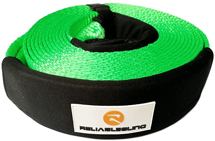 Reliablesling Heavy Duty Recovery Tow Straps 4" X 20', 35000 Lb Capacity,Recover Vehicle Stuck in Mud/Snow Winch Snatch Strap-Protective Loops, Road Towing Rope