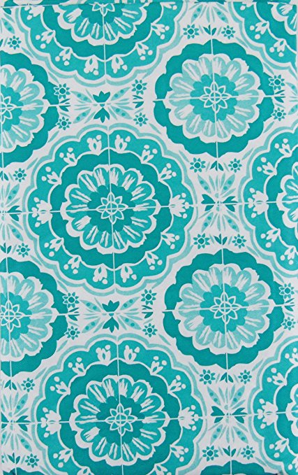 Bursting Blooms of Blue Vinyl Flannel Back Tablecloth with Zipper Umbrella Hole (70" Round)
