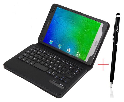 Samsung Galaxy Tab S2 8.0 Keyboard case, KuGi ® High quality Ultra-thin Detachable Bluetooth Keyboard Stand Portfolio Case / Cover  Free stylus for Samsung Galaxy Tab S2 8.0 tablet. (Black)