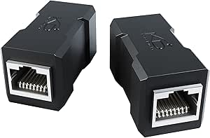 2× RJ45 coupler with extra shielding – Network cable connector & Ethernet cable extender (two RJ45 jacks, easy way to connect/extend ethernet cables, CAT 6A for up to 10Gbit/s, black) – by CableDirect