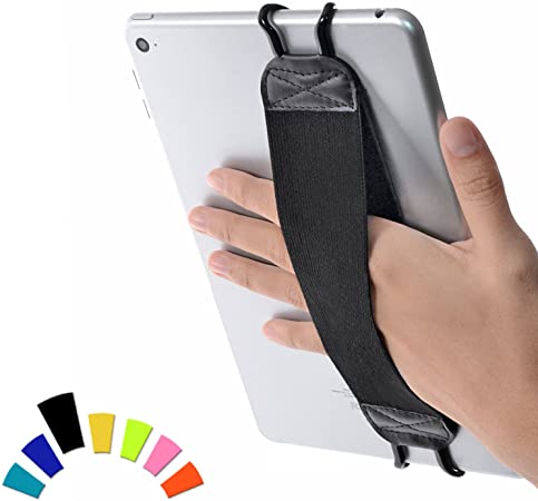 TFY Security Hand Strap Holder for Tablets, iPad, e-Readers - Apple iPad, iPad 4 (iPad 2 & 3), iPad Air (iPad Air 2), iPad Mini - iPad Pro 9.7" - Samsung Galaxy Tab - Google Nexus and More (Black)