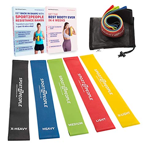Sport2People Exercise Resistance Hip Loop Bands for Booty Building with Workout E-Books - Strength Training and Physical Therapy - Premium Fitness Loops for Butt and Legs