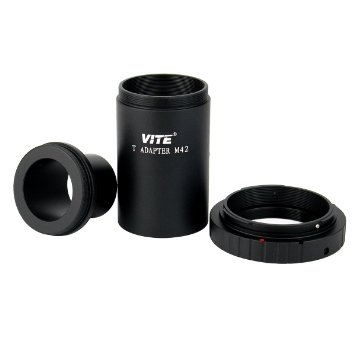 VITE Fully Metal 1.25" T-Adapter and T2 T-Ring adapter for Canon EOS Cameras and Photography Dedicated CA1 Sleeve Extended Cylinder M42 Thread for Telescope(Black)