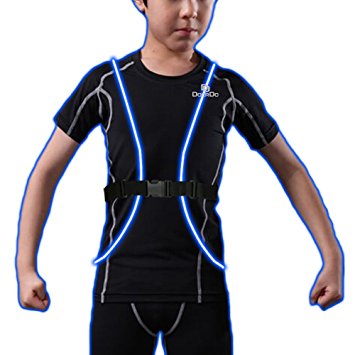 Reflective Safety Led Vest Belt With Led Fiber Optics - DoerDo - Constant And Strobe Light For Running, Walking, Cycling, Snowboarding - Adjustable, Lightweight, Waterproof - for Men, Women and Kids