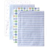 Luvable Friends Flannel Receiving Blankets Blue 4 Count