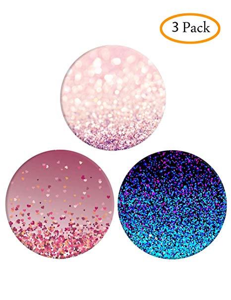 Phone Socket,Pop Grip Expanding Mount for Phones and Tablets Pack 6 (123-Glitter-1)