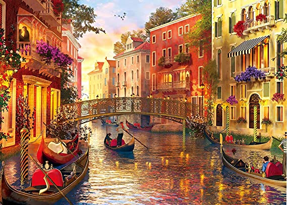 Jigsaw Puzzles for Adults 1000 Piece Jigsaw Puzzle Romantic Venice Waters City Scene Puzzles Challenging Puzzle Game