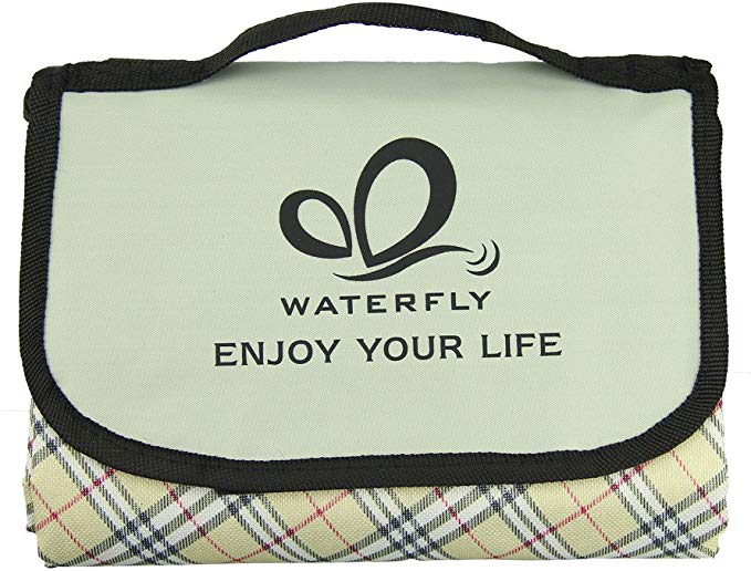 Picnic Blanket – Beach Oversized Tote Bag Blanket – Travel Outdoor Mat – Premium Sand-Proof and Waterproof Blanket - 4.8 x 6.5-ft Foldable Polyester Picnic Mat – Compact Portable Blanket