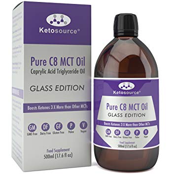Premium C8 MCT Oil in Glass Bottle | Boosts Ketones 3X More Than Other MCTs | Highest Purity C8 MCT Available 99.8% | Paleo & Vegan Friendly | Gluten Free | Pure Caprylic Acid | Ketosource (500ml Glass)