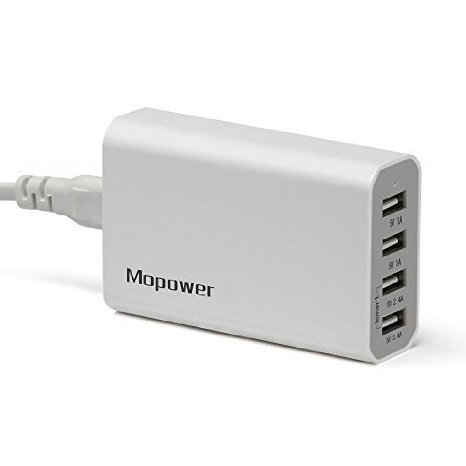 USB ChargerMopower 36 Watt 72A Portable 4 Ports Power Adapter Travel Charger Station for iPhoneSamsung iPad Tablet iPodCameraGPS and more with Auto Detect Technology White