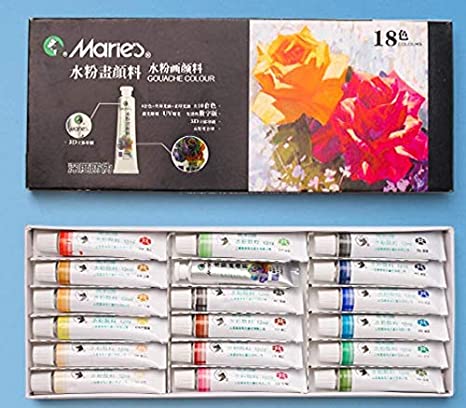 MEGREZ Marie's Extra Fine Gouache Set of 18 Assorted Colors Opaque Watercolor Paint Set for Students, Beginners and Painting Lovers, 12 ml/Tube