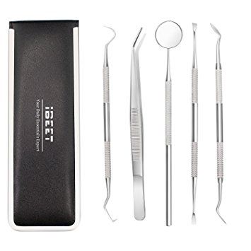 IBEET Dental Hygiene Kit - Includes Tarter Scraper/Scaling Instrument, Dental Pick, Dental Sickle,and Mouth Mirror - Professional Surgical Grade Dentist Approved Tools