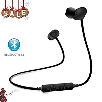 Bluetooth Headphones, SOWAK Wireless Earphones Sport Earbuds Stereo Sweatproof Sports Headset Noise Cancelling With Mic for Running Gym Exercise (H5 Black)