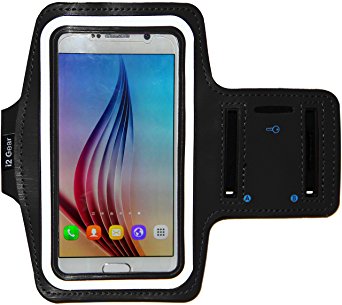 Galaxy S6 / S6 Edge Running & Exercise Armband with Key Holder & Reflective Band [Retail] (Black)