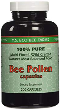 YS Organics Bee Pollen - 200 capsules (Pack of 3)