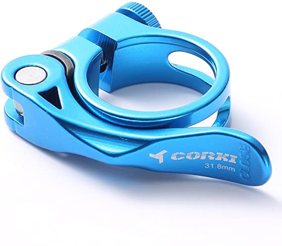corki Quick Release Bicycle Seatpost Clamp Sandblasting Anodised Aluminum Alloy 31.8MM/34.9MM Black/Red/Blue KC89