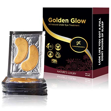 Eye Mask for Puffy Eyes – 24K Gold Collagen Peel-Off Facial Moisturizer – 100% Natural Hydrating Bags with Hyaluronic Acid for Reducing Puffiness & Wrinkles