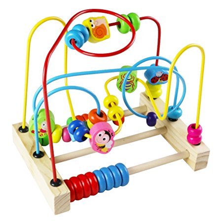 Yoptote Bead Maze Wooden Toy Circle Cute Insect Toy Bead Roller Coaster Game for Kids Boys and Girls over 3 Years Old