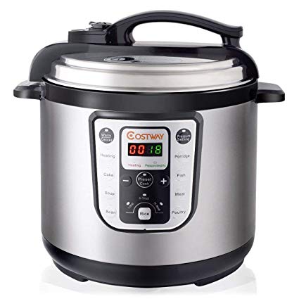 COSTWAY 7-in-1 Electric Pressure Cooker Multi- Use Rice cooker Programmable Digital Non Stick Stainless Steel Pressure Cooker, 8 Quart 1250W Slow cooker, Perfect for Kitchen Warmer