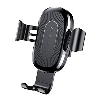 Baseus Wireless Car Charger Mount, Auto Clamping 10W Qi Fast Charging Phone Holder Gravity Sensor, Air Vent Cell Phone Holder for iPhone Xs Max/Xr/Xs/X/8 Plus/8, Samsung Galaxy S10/S10 /S10e/S9/S9