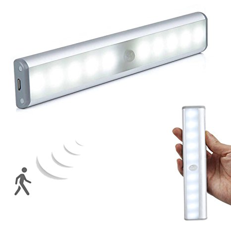 Closet Light, Hometek Wireless Motion Sensor Led Night Light Bar/Strip Magnetic Rechargeable Cabinet Lamp