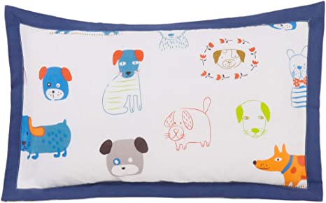NIUXUAN Toddler Pillowcase, Cute Cartoon Soft Cotton Baby Pillow Cover, 13"x18" Washable & Hypoallergenic, Without Pillow (Dog)
