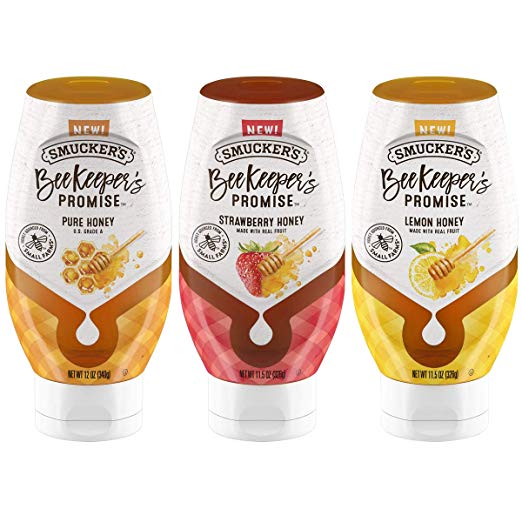 Smucker's Beekeeper's Promise Variety (Pack of 3) Lemon, Strawberry and Pure Honey