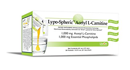 Lypo-Spheric Acetyl L-Carnitine , 0.2 fl oz. - 30 Packets | 1,000 mg Acetyl L-Carnitine and Essential Phospholipids Per Packet | Liposome Encapsulated for Maximum Bioavailability | 100% Non-GMO