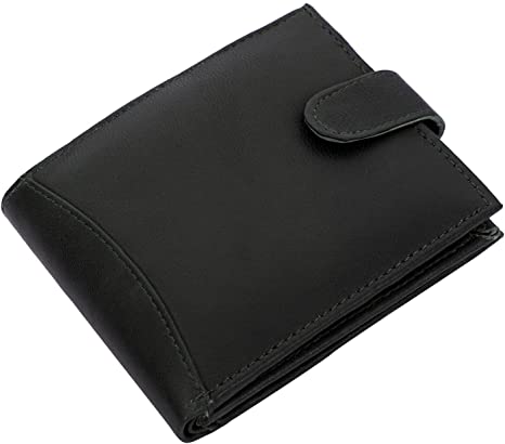 RAS MENS LUXURY SOFT LEATHER TRI FOLD WALLET CREDIT CARD SLOTS, ID WINDOW AND COIN POCKET