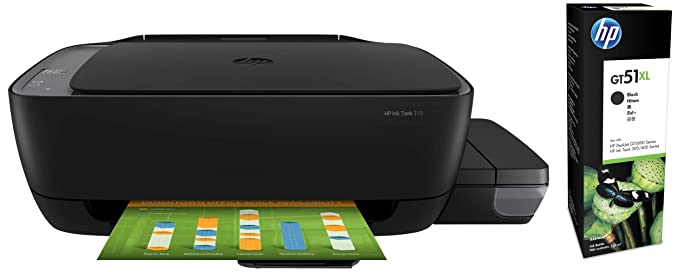 HP 310 All-in-One Ink Tank Colour Printer & HP GT51 Ink Bottle (Black, XL)