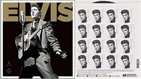 Elvis Presley Sheet of 16 USPS Forever First Class Postage Stamps Rock-and-Roll King (1 Sheet of 16 Stamps)