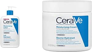 CeraVe Moisturising Lotion for Dry to Very Dry Skin 473 ml with Hyaluronic Acid and 3 Essential Ceramides & Moisturising Cream for Dry to Very Dry Skin 454g with Hyaluronic Acid & 3 Essential