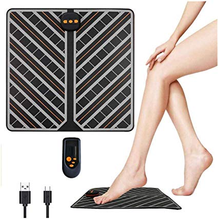 Moonssy EMS Foot Massager, USB Rechargeable Folding Portable Electric Massage Mat with 1~15 Intensity Levels, Electronic Muscle Stimulatior Feet Massage Promoting Blood Circulation Muscle Pain Relief