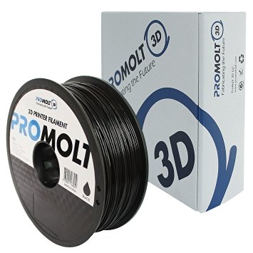 Professional Black 1.75mm PLA 3D Printer Filament, 1kg (2.2lb) Filament Weight,  /- 0.05mm Tolerance, by ProMolt 3D