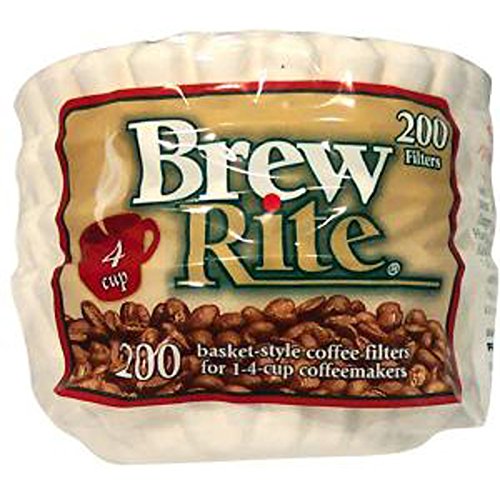 Brew Rite 4 Cup Coffee Basket Disposable Filters - 200 Ct