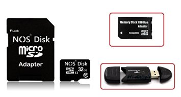 NOSDisk 32 GB Class 10 (High Speed) Combo 32 GB Micro SD Card, Sony Pro Duo Adapter, sd Adapter, USB Card Reader PSP 32 GB Memory Stick PRO Duo for PSP, Camera, Phone, Photo Frame, MicroSD   Adapter 32 GB Micro SDHC