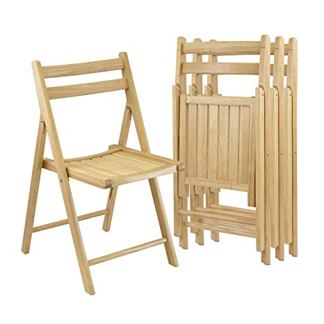 Winsome Wood Folding Chairs, Natural Finish, Set of 4