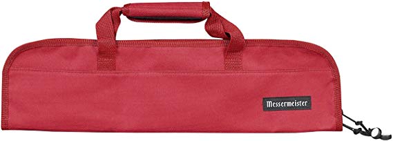 Messermeister 5-Pocket Heavy Duty Nylon Padded Knife Roll, Luggage Grade and Water Resistant, Red
