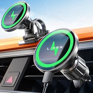 LISEN for 15W MagSafe Car Mount Charger,Air Vent/Dashboard iPhone Magnetic Wireless Car Charger,Super Fast Charging MagSafe Charging Mount Wireless for iPhone 16 15 14 13 12,Black