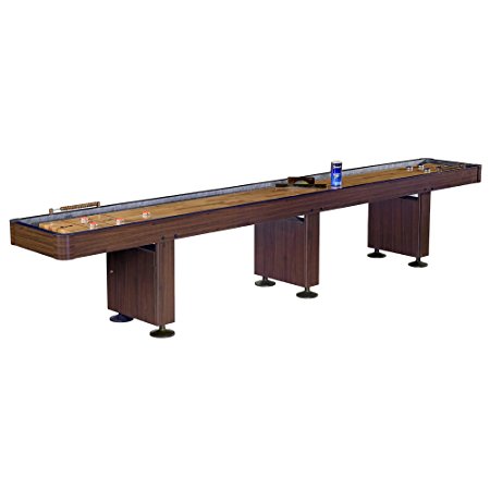 Challenger Shuffleboard Table w Dark Cherry Finish, Hardwood Playfield and Storage Cabinets