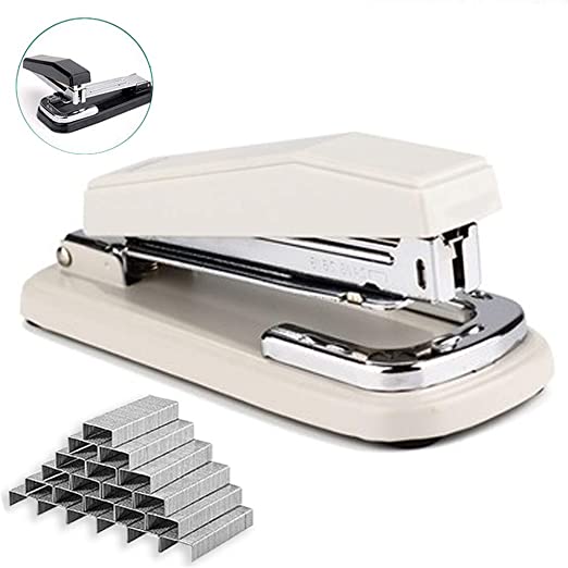 Staplers,Rotate Stapler,Desk Stapler,Metal Stapler Office Supplies with 1000 Staples (White)