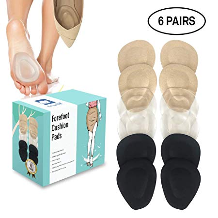 (12 Pieces) Metatarsal Pads for Women High Heels | Ball of Foot Cushions 6 Pairs Foot Pads | Shoe Cushion Inserts for Pain Relief from Neuroma, Callus, and Bunions by BelugaCare